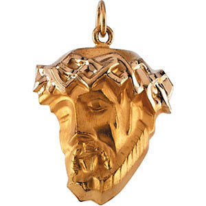 14k Yellow Gold 25x19.5mm Face of Jesus Pendant