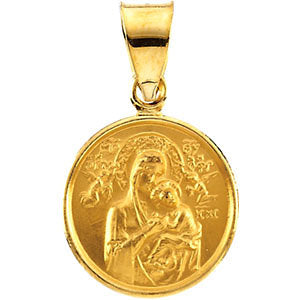18k Yellow Gold 13mm Our Lady of Perpetual Help Medal