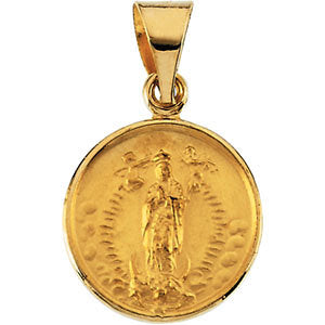 18k Yellow Gold 13mm Guadalupe Medal