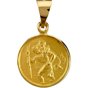 18k Yellow Gold 13mm St. Christopher Medal