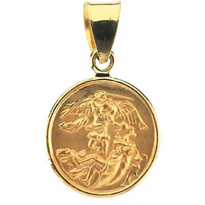18k Yellow Gold 13mm St. Michael Medal