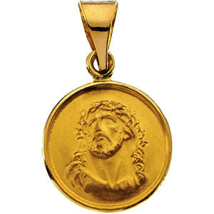 18k Yellow Gold 13mm Face of Jesus Medal
