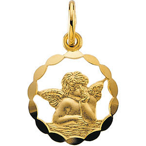 14k Yellow Gold 12mm Angel Pendant