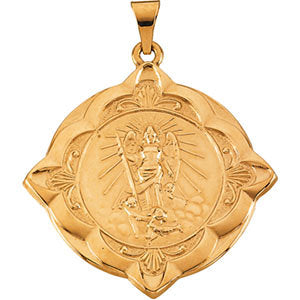 14k Yellow Gold 31x31mm St. Raphael Medal