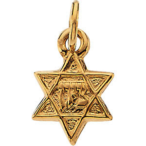 14k Yellow Gold 7.5x7mm Star of David Pendant