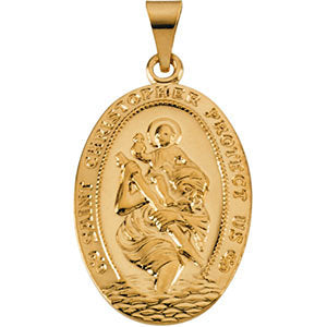 14k Yellow Gold 25x17.5mm St. Christopher Medal