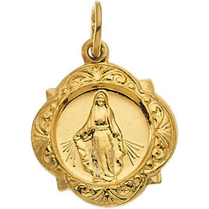 14k Yellow Gold 12.14x12.09mm Miraculous Medal