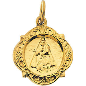 14k Yellow Gold 12.14x12.09mm Caridad del Cobre Medal
