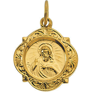 14k Yellow Gold 12.14x12.09mm Sacred Heart of Jesus Medal