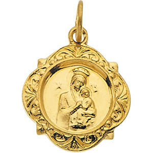 14k Yellow Gold 12.14x12.09mm Our Lady of Perpetual Help Medal