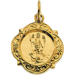 14k Yellow Gold 12.14x12.09mm St. Raphael Medal