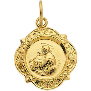 14k Yellow Gold 12.14x12.09mm St. Anthony Medal