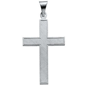 14k White Gold 28x18mm Cross Pendant