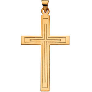 14k Yellow Gold 39x25mm Cross Pendant