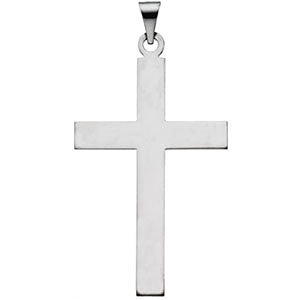 14k White Gold 39x25mm Cross Pendant