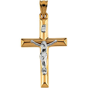 14K Yellow & White 19x13 mm Crucifix Pendant Gift fine jewelry gift