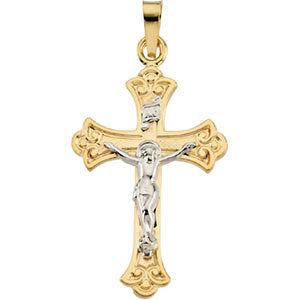 14K Yellow & White 27.75x18mm Crucifix Pendant