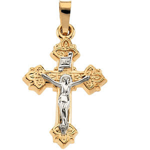 14K Yellow & White 47x36mm Hollow Crucifix Pendant