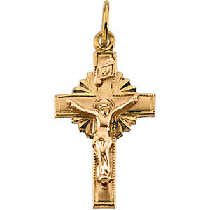 14k Yellow Gold 15x10mm Hollow Crucifix Pendant
