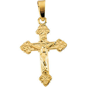 14k Yellow Gold Youth Crucifix Pendant