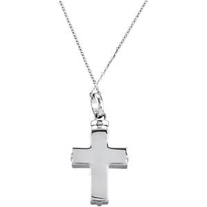Sterling Silver Checkerboard Cross Ash Holder Necklace