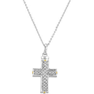 Sterling Silver Checkerboard Cross Ash Holder Necklace