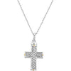 Sterling Silver with 14k Yellow Gold Plated Woven Cross Ash Holder Pendant with Chain, Card and Box