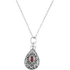 January Birthstone Tear Ash Pendant with Chain, Card and Box in Sterling Silver