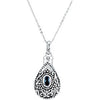 March Birthstone Tear Ash Pendant with Chain, Card and Box in Sterling Silver
