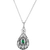 May Birthstone Tear Ash Pendant with Chain, Card and Box in Sterling Silver