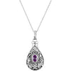 June Birthstone Tear Ash Pendant with Chain, Card and Box in Sterling Silver