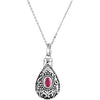 July Birthstone Tear Ash Pendant with Chain, Card and Box in Sterling Silver