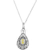 August Birthstone Tear Ash Pendant with Chain, Card and Box in Sterling Silver