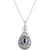 September Birthstone Tear Ash Pendant with Chain, Card and Box in Sterling Silver