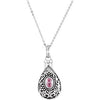 October Birthstone Tear Ash Pendant with Chain, Card and Box in Sterling Silver