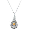 November Birthstone Tear Ash Pendant with Chain, Card and Box in Sterling Silver