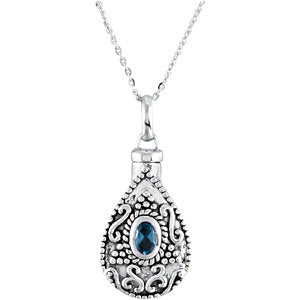 Sterling Silver Birthstone Tear Ash Holder Necklace