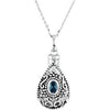 December Birthstone Tear Ash Pendant with Chain, Card and Box in Sterling Silver