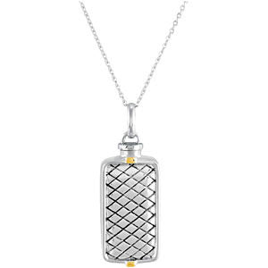 Sterling Silver Checkerboard Rectangle Ash Holder Necklace