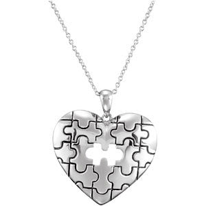 Sterling Silver A Piece of My Heart Necklace