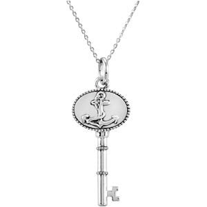 Sterling Silver The Key of Strength for a Father Pendant with Chain