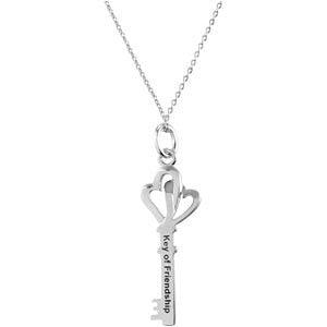 Sterling Silver The Friendship Key of Love Pendant with Chain