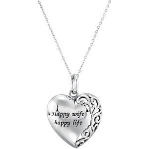 Sterling Silver Happy Wife, Happy Life Necklace