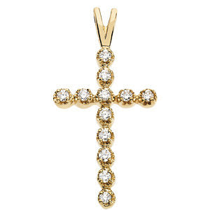 14k White Gold .18 CTW Diamond Cross Pendant