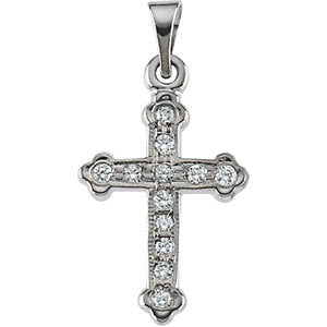 14k White Gold Cross Pendant