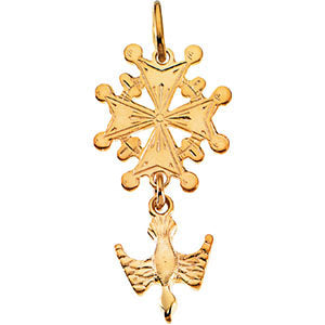 14k Yellow Gold Huguenot Cross Pendant