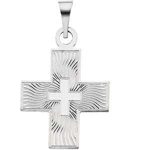 14k White Gold 15.5x14mm Greek Cross Pendant