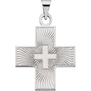 14k White Gold 20.5x18mm Greek Cross Pendant