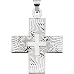 14k White Gold 27.5x25mm Greek Cross Pendant