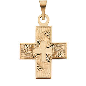 14k Yellow Gold 15.5x14mm Greek Cross Pendant